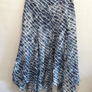 Chico's blue batik gored handkerchief hem full lined skirt *Sz OOP(0/2P)*
